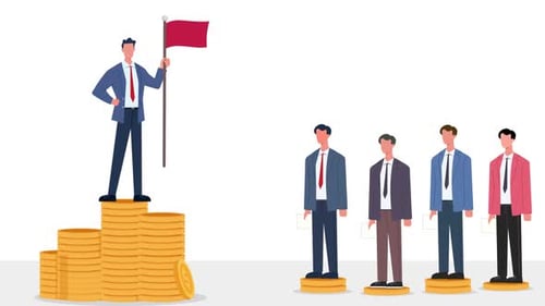 businessman dominating other businesses in monopoly market animation