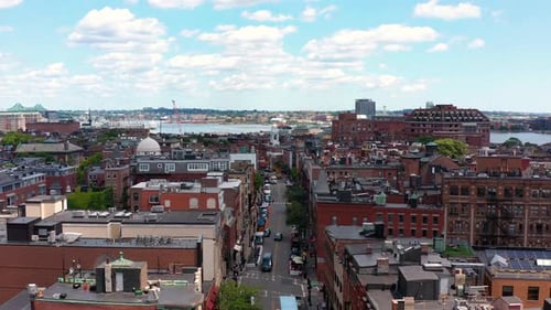 Aerial Descent Hanover Street in Boston’s North End