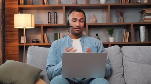 Distance Learning Online Chat Via Video Conference Call Laptop Webcam
