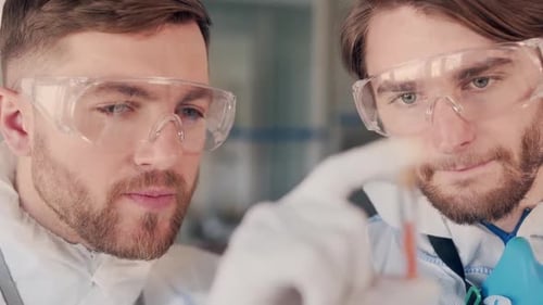 Scientists Examining Test Tube in a Lab