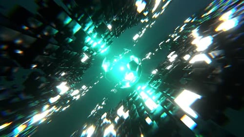 White and Turquoise Abstract Cubes Sci Fi Background VJ Loop l 4K