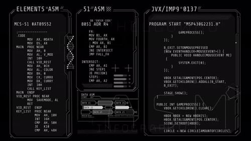 Animated Poster of HUD Interface with Coding Elements