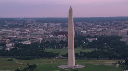 Washington dc aerial view of the Washington monument and white house at sunrise
