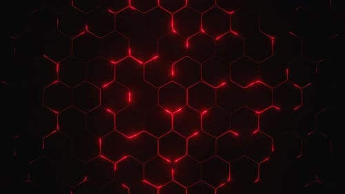 Hexagon Red Glowing Abstract Background Loop