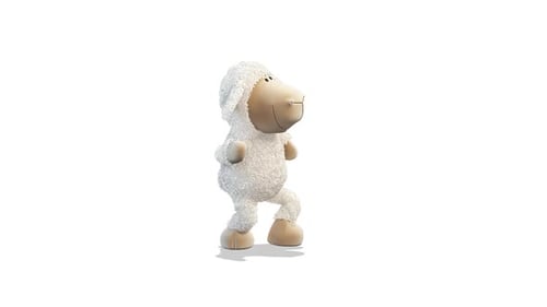 Cartoon Little Lamb Silly Dancing on White Background