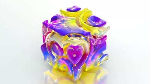Abstract Fluid Iridescent Morphing Cube Loop Animation