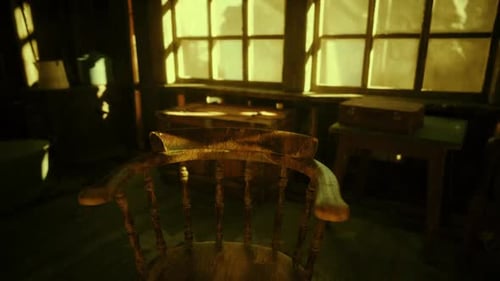 Sunlight Through Window in Rustic Old Room Interior