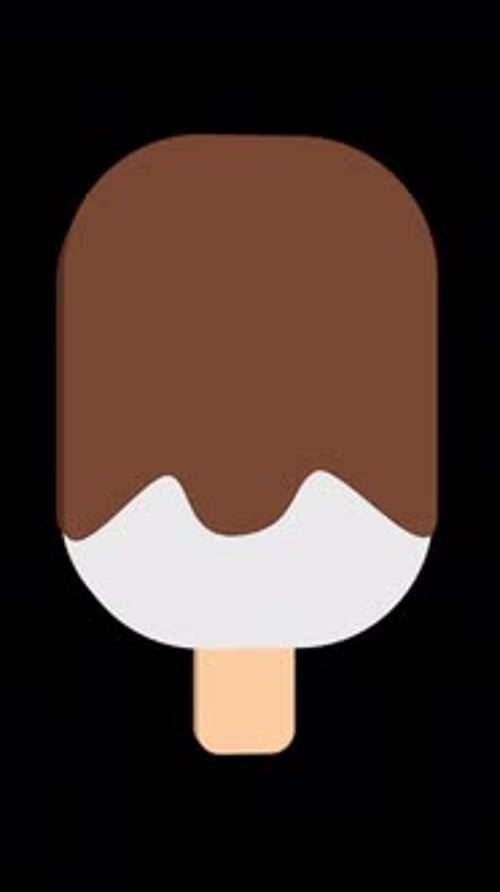 Chocolate Ice Cream Rotating In Flat 3D Style On Alpha Channel Vertical