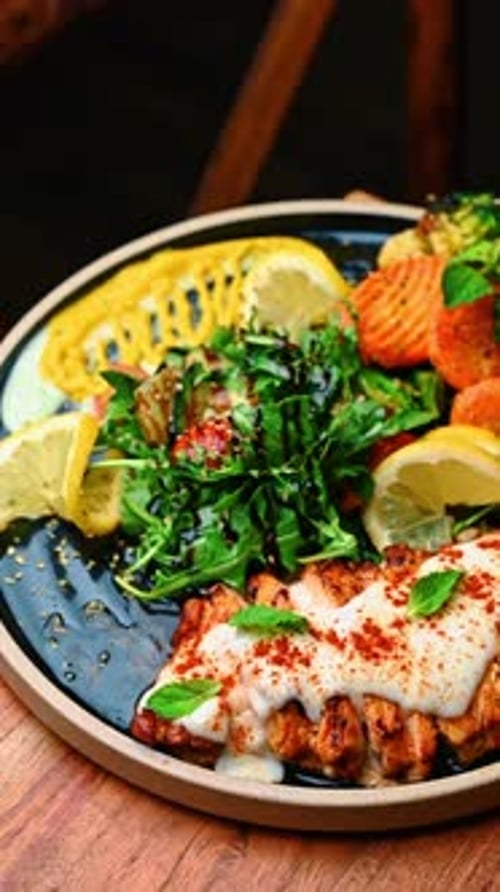 Delicious Plate of Food with Vegetables and Chicken