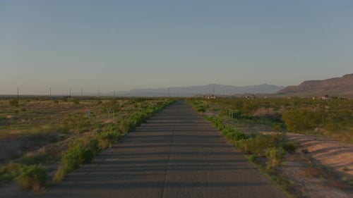 California Circa-2020. Stabilized Driving of Road at Sunrise. with Cineflex