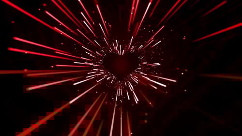 Glowing Red Heart Tunnel Particle Background Animation