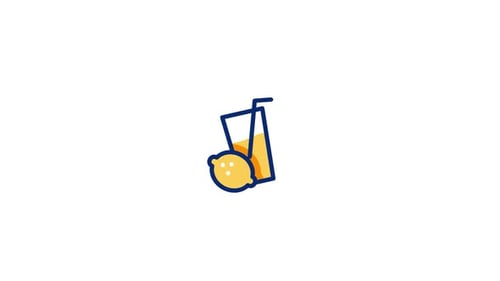 Rotating Lemon and Juice Glass Flat Animation