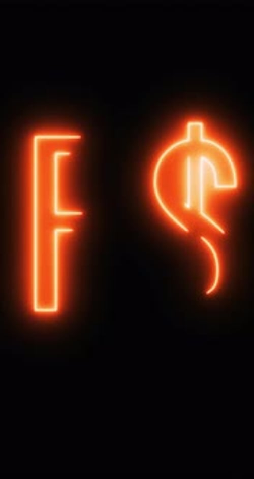 Brazilian Real Symbol in a neon light. Loop. 4K Vertical
