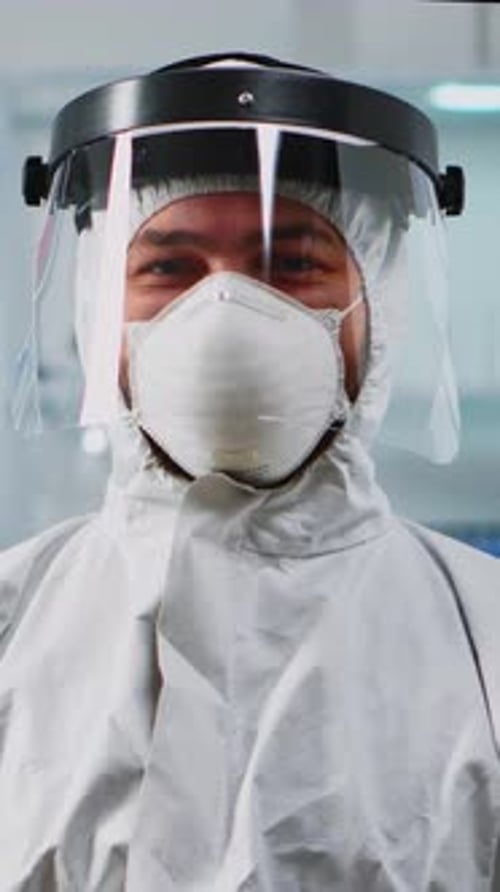 Healthcare Worker in Full Protective Gear Close-Up