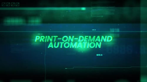 Print On Demand Automation Futuristic Glowing Motion Hologram Concept Background