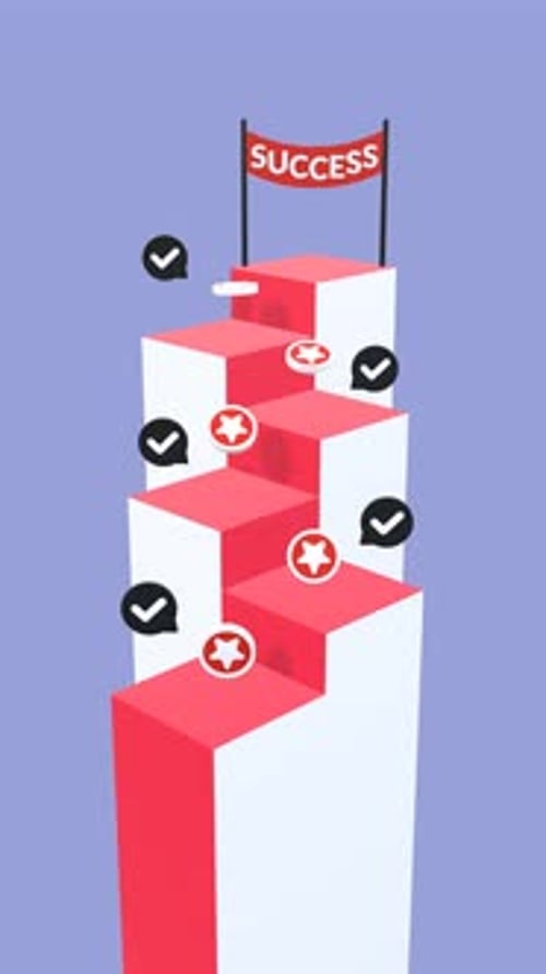 Vertical Animation Concept Illustrating Goal Achievement, Target Reaching, and Career Success.