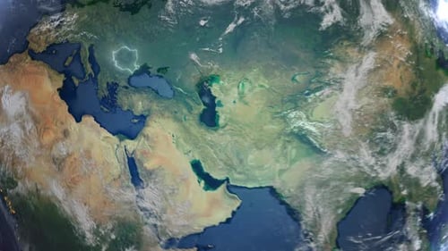 Realistic Earth Orbit and Zoom Glowing Borders Romania