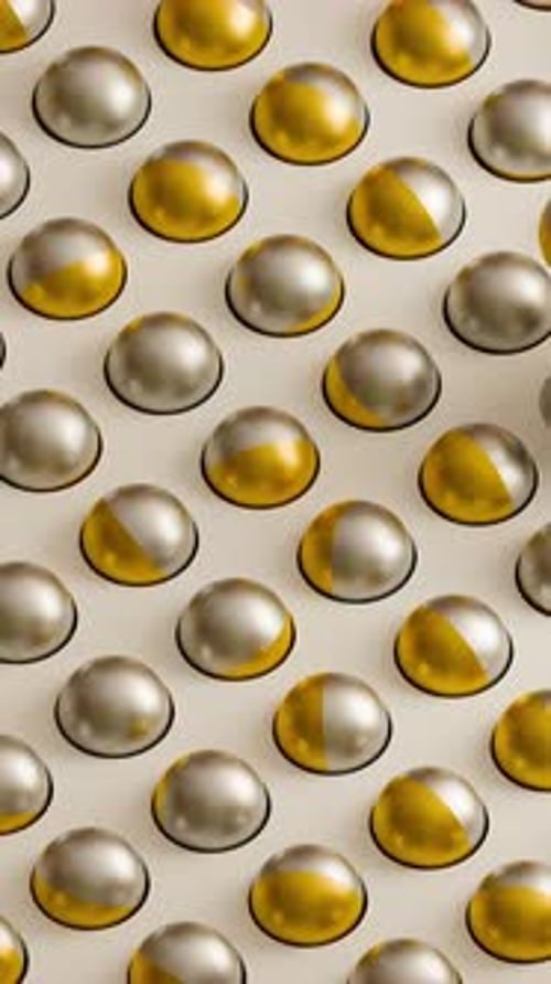 Abstract Grid of Metallic Spheres Pushing Animation