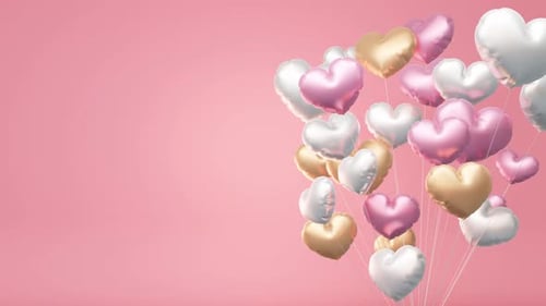 Romantic Floating Heart Balloons Seamless Loop Background