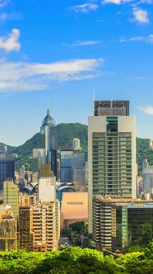 Vertical View Of Hong Kong Cityscape, China