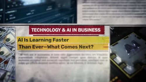 AI Business News Headline Text Highlight and Image Reveal