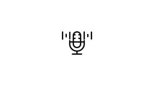 Animated Line Art Microphone Icon with Sound Waves