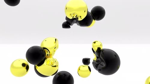 Abstract Gold and Black Fluid Metaballs Animation