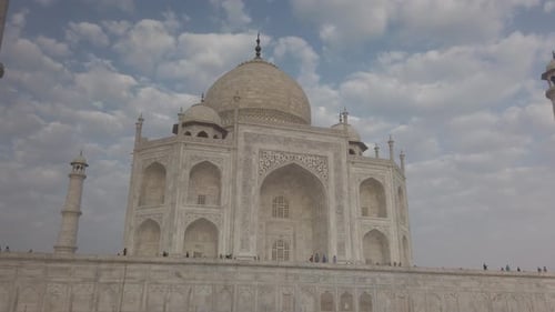 Graceful Tracking Shot of Taj Mahal at Agra, Agravanam, Yamuna River, Uttar Pradesh, India.