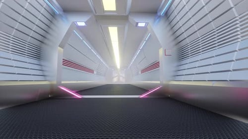 Futuristic Corridor in a Spaceship