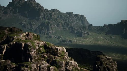 Majestic Mountain Range With Rocks and Grass