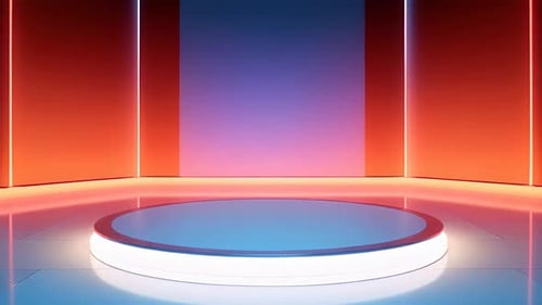 podium Futuristic showcase with platform for product displaying. Empty modern stage display
