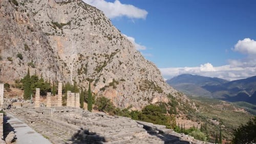 Apollo temple and valley at Delphi, Greece