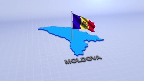 Animated 3D Map and Flag of Moldova Introduction