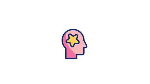 Animated Head Icon with Shining Star Idea