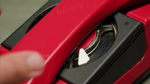 Retro Vintage Phone on Chroma Key Green Screen Rotary Telephone is Displayed on a Wooden Desk Adding