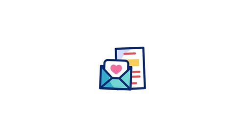 Flat Design Animated Mail Icon with Love Message