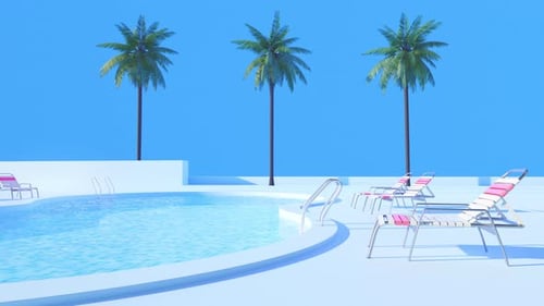 Swimming pool, Vaporwave Aesthetic 4K