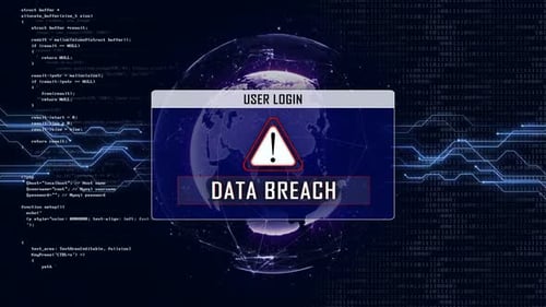 Data Breach Glitch Text and User Login Interface Animation, Loop