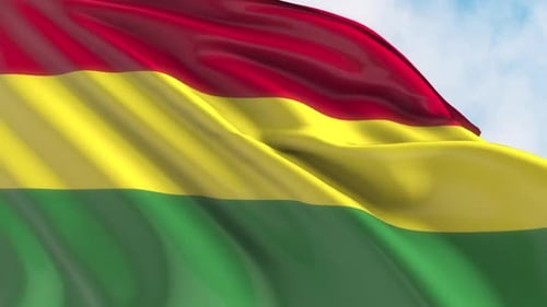 Realistic Waving Flag Animation with Red Yellow Green Stripes