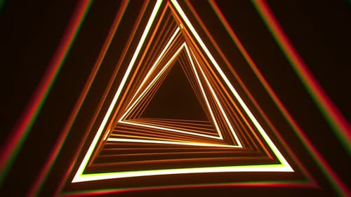 Neon Triangle Tunnel Lights Abstract