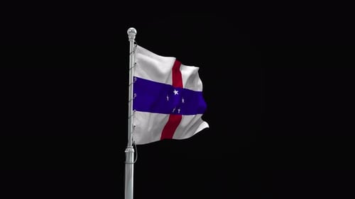 Realistic Waving Flag on Pole Alpha Channel