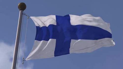 Realistic Waving Finland National Flag 3D Animation