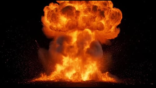 Fiery Explosion with Smoke and Sparks Visual Effect