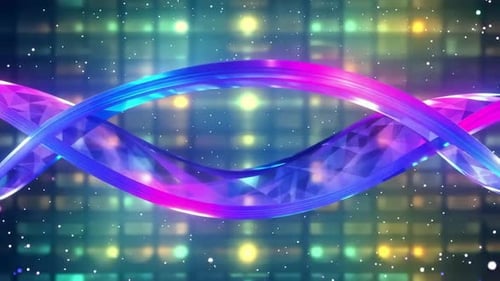 Abstract Futuristic Neon DNA Helix Rotating Background