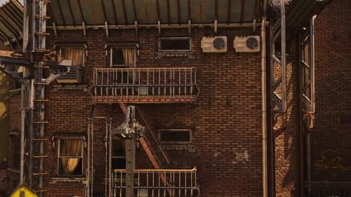 Grungy Urban Building Exterior Camera Pan