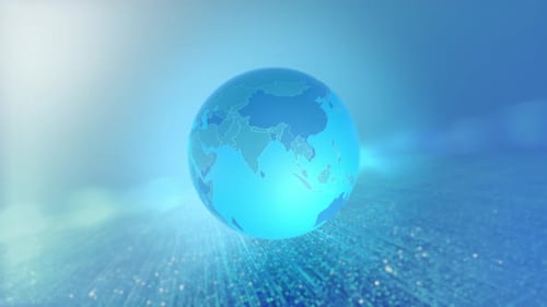 Spinning Digital Globe Highlights Vietnam on Blue Tech Background