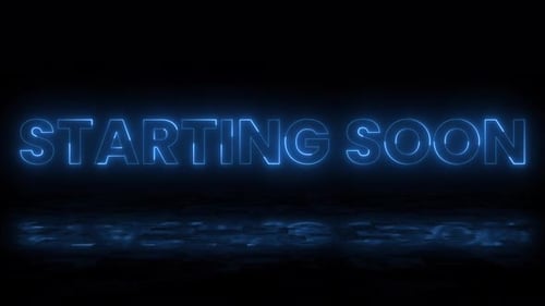 Stream starting soon neon text animation suitable for video live streaming. Looped Glowing Light 4K.