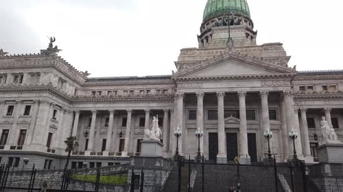 Close panoramic shot of Argentine National Congress iconic building of deputies