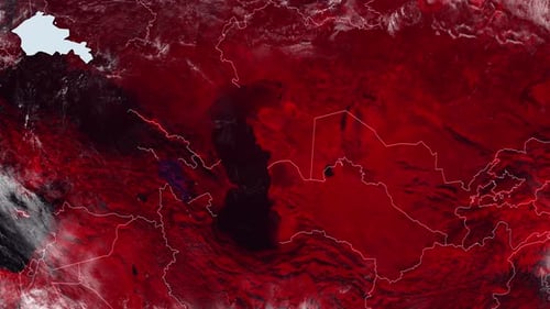 Animated World Map Highlight of Armenia with Country Name Text