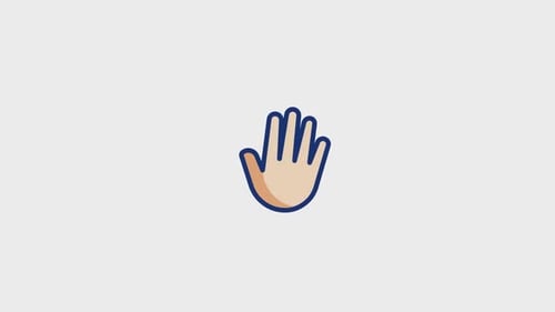Animated Stop Hand Gesture with Cross Mark in Flat Design